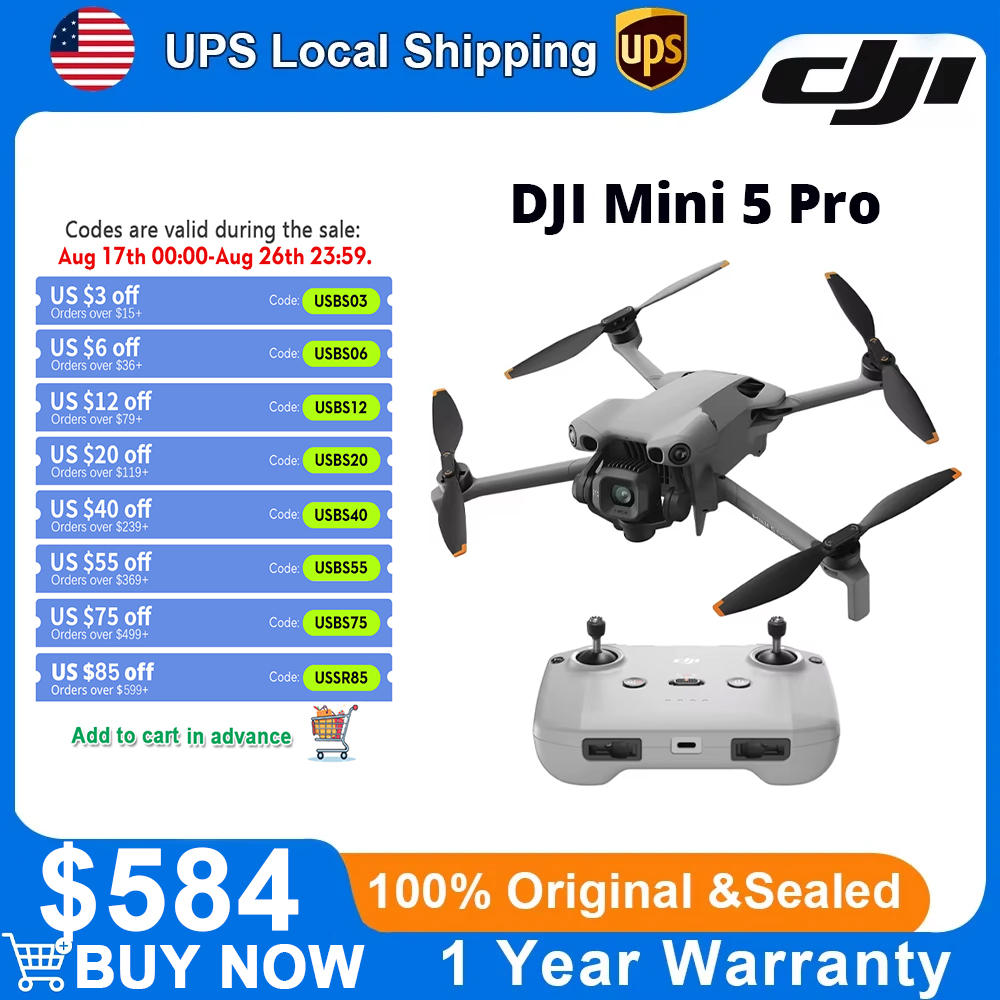Drone Camera Vlog - โดรน DJI Mini 5 Pro น้ำหนักเบาพิเศษพร้อมกล้อง