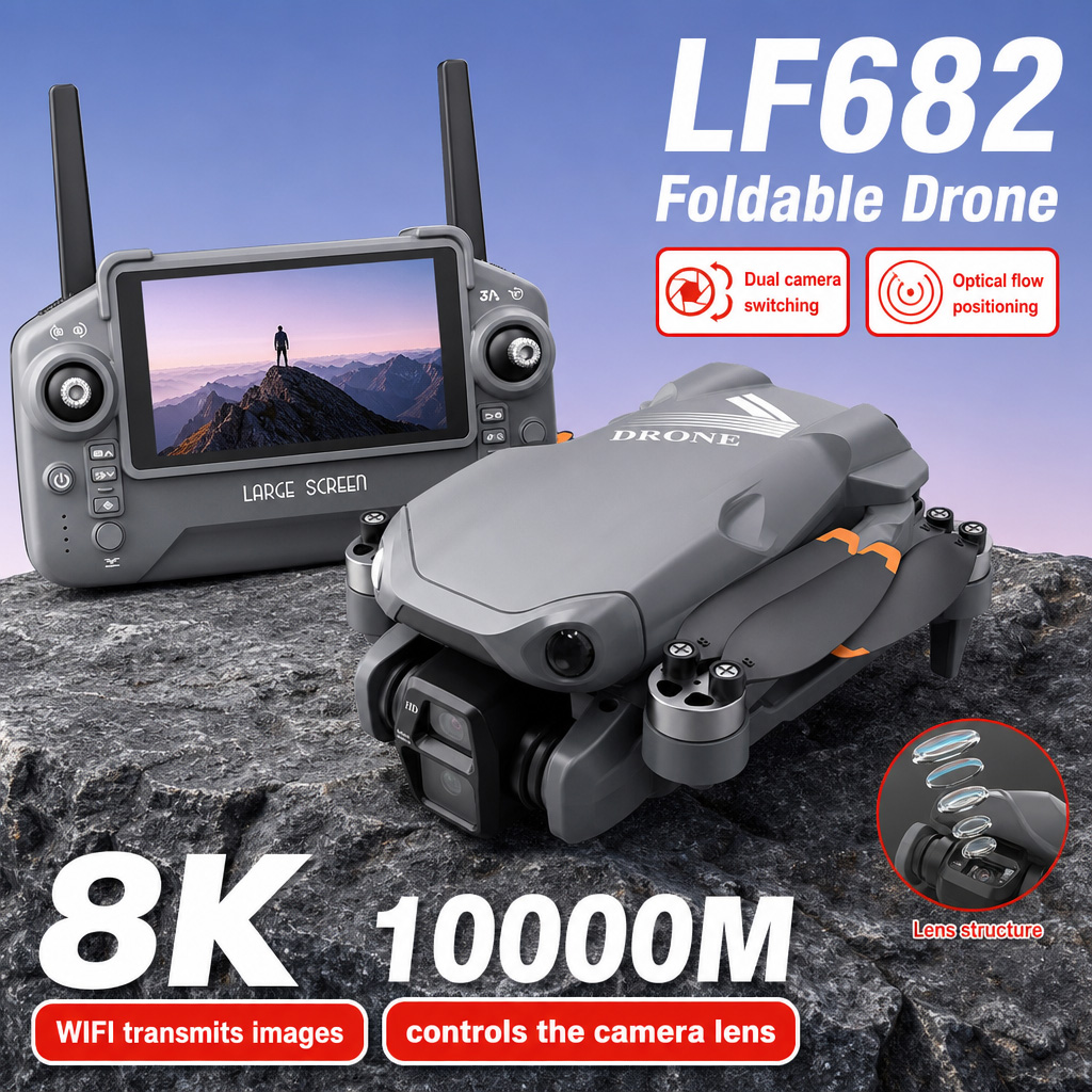 Drone Camera Professional - โดรนถ่ายภาพทางอากาศ LF682 8K HD กล้องคู่ GPS