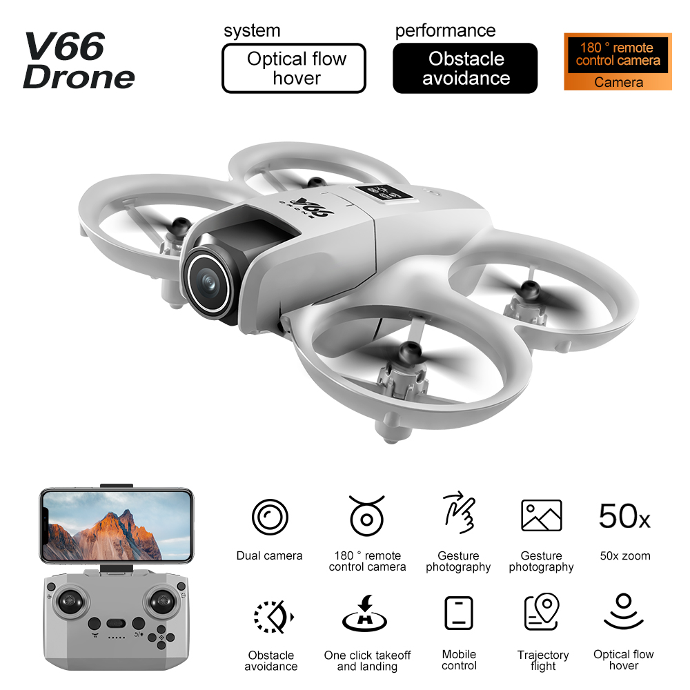 Drone Camera Wide Angle - โดรน V66 4K HD กล้องมุมกว้าง WiFi