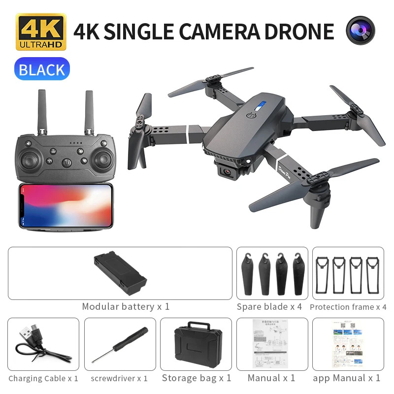 โดรนพับได้อัจฉริยะ E88 Pro รอง - Drone Camera 4K บทวิจารณ์และราคา